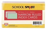 School Smart Ruled Index Cards, 3 x 5 Inches, Assorted Colors, Pack of 100 088711