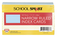 School Smart Ruled Index Cards, 3 x 5 Inches, Blue, Pack of 100 088715