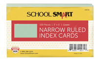 School Smart Ruled Index Cards, 3 x 5 Inches, Green, Pack of 100 088718
