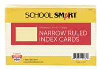 School Smart Ruled Index Card, 4 x 6 Inches, Canary, Pack of 100 088721