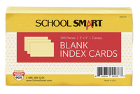 School Smart Blank Plain Index Card, 3 x 5 Inches, Canary, Pack of 100 088725
