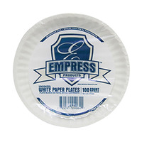 Empress Uncoated Paper Plate, 6 Inches, White, Pack of 100, Item Number 1004996