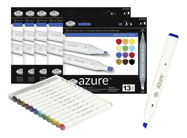 Royal & Langnickel Azure Markers, Alcohol-Based, Dual-Tip, Assorted Colors,  Set of 78