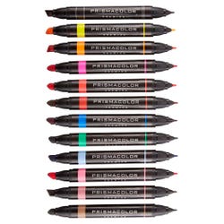 Prismacolor Premier Dual Ended Art Markers, Chisel/Fine Tip, Assorted Colors, Set of 12 Item Number 002520