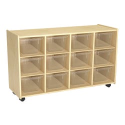 Image for Childcraft Mobile Cubby Unit with Locking Casters, 12 Clear Trays, 38-5/16 x 14-1/4 x 24 Inches from School Specialty