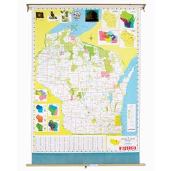 Image for Nystrom Wisconsin Pull Down Roller Classroom Map, 51 x 68 Inches from School Specialty