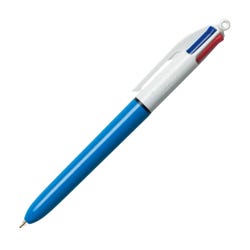 Image for BIC 4-Color Ink Refillable Retractable Ballpoint Pen, 1 mm Medium Tip, Blue/White Barrel from School Specialty