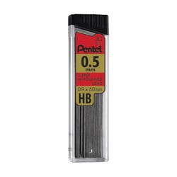 Pentel Super Hi-Polymer Lead Refill, 0.5 mm Fine HB, Pack of 12 tubes 2003573