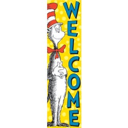 Eureka Cat in the Hat Vertical Welcome Banner, 45 x 12 Inches, Item Number 1593703
