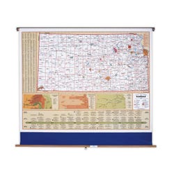 Image for Nystrom Kansas Pull Down Roller Classroom Map, 64 x 50 Inches from School Specialty