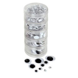 Image for Creativity Street Wiggle Eyes in Stacking Storage Container, Assorted Size, Black on White, Set of 560 from School Specialty