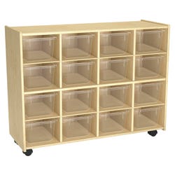 Image for Childcraft Mobile Cubby Unit with Locking Casters, 16 Clear Trays, 38-5/16 x 14-1/4 x 30 Inches from School Specialty