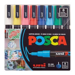 uni® POSCA PC-3M Water-Based Paint Markers, Reversible Fine Tip (0.9-1.3mm), Assorted Colors, 8 Pack 2134772