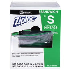 Ziploc Storage Bags, Sandwich, Box of 500 1595286