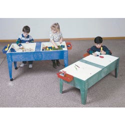 Image for Childbrite Double Mite Toddler Activity Table with Lid and Tub, 44 x 22 x 18 Inches, Green from School Specialty