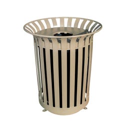 Image for UltraSite Lexington Series 36 Gallon Slat Receptacle with Flat Top Lid and Plastic Liner from School Specialty