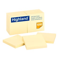 Highland™ Notes, 3 in x 3 in, Yellow, 12 Pads/Pack, Item Number 077320