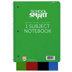 School Smart Spiral Non-Perforated 1 Subject College Ruled Notebook, 100 Sheets, 11 x 8-1/2 Inches 085421