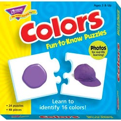 Trend Enterprises Colors 2-Piece Puzzles, 16 Assorted Colors, Set of 24 090551