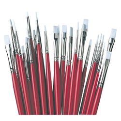 Jack Richeson White Synthetic Brush Classroom Pack, Assorted Brush Types, Long Handle, Assorted Sizes, Pack of 36 Item Number 246908