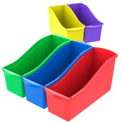 Image for Storex Large Interlocking Book Bin, 14-1/4 x 5-1/4 x 7 Inches, Assorted Colors, Set of 30 from School Specialty