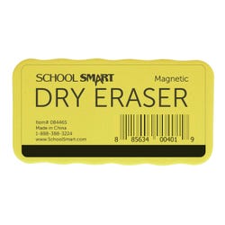 School Smart Magnetic Whiteboard Eraser, 2 x 4 Inches, Yellow Handle and Black Foam Item Number 084465