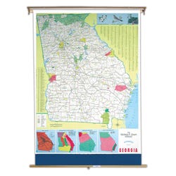 Image for Nystrom Georgia Pull Down Roller Classroom Map, 51 x 68 Inches from School Specialty