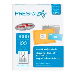 Image for Pres-a-ply Laser/Inkjet Labels, 1 x 2-5/8 Inches, Pack of 3000 from School Specialty