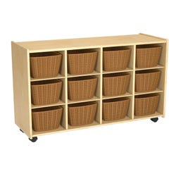 Image for Childcraft Mobile Cubby Unit With Locking Casters, 12 Baskets, 38-5/16 x 14-1/4 x 24 Inches from School Specialty