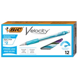 BIC Velocity Latex-Free Mechanical Pencils with Cushioned Grips and Erasers, 0.9 mm Tips, Aqua, Pack of 12 079021