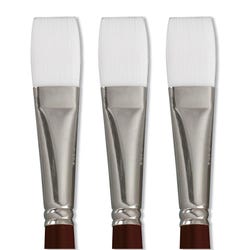 Image for Sax Optimium White Taklon Brushes, Brights Type, Long Handle, Size 8, Pack of 3 from School Specialty