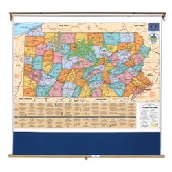 Image for Nystrom Pennsylvania Pull Down Roller Classroom Map, 64 x 50 from School Specialty
