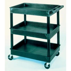 Image for Luxor Small Utility Tub Cart with 3 Tub Shelves, 24 x 18 x 44-3/4 Inches, HDPE, Black from School Specialty