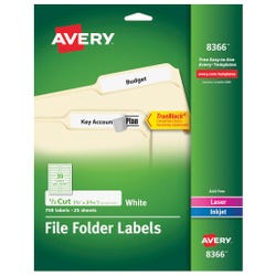 Image for Avery Printable File Folder Labels, 2/3 x 3-7/16 Inches, White, Pack of 750 from School Specialty