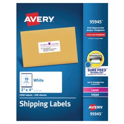 Image for Avery Bulk Shipping Labels, 2 x 4 Inches, White, Pack of 2500 from School Specialty