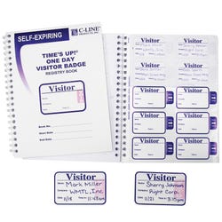 Image for Time's Up! Self-Expiring Visitor Badges with Carbonless Registry Book from School Specialty