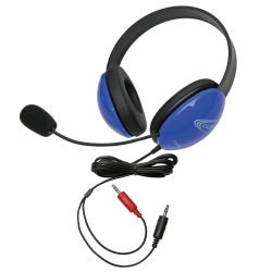 Image for Califone Listening First 2800BL-AV Over-Ear Stereo Headset with Gooseneck Microphone, Dual 3.5mm Plug, Blue, Each from School Specialty
