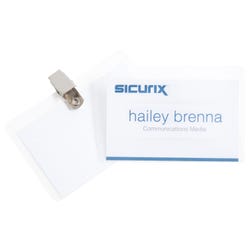 Image for Sicurix Clip Style ID Badge Holder, 2-1/4 x 3-1/2 Inches, Vinyl, Clear, Pack of 50 from School Specialty