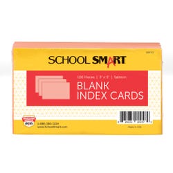 School Smart Blank Plain Index Card, 3 x 5 Inches, Salmon, Pack of 100 088703