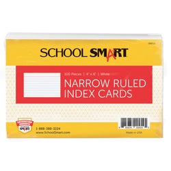 School Smart Ruled Index Card, 4 x 6 Inches, 90 lbs, White, Pack of 100 Item Number 088710