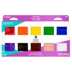 Image for Sculpey III Polymer Modeling Compound, Assorted Classic Colors, Set of 10 from School Specialty