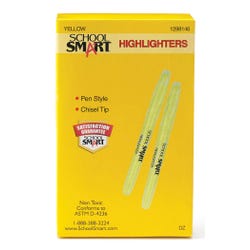 Image for School Smart Pen Style Highlighters, Chisel Tip, Yellow, Pack of 12 from School Specialty