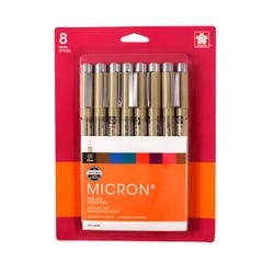 Image for Sakura Pigma Micron Quick Dry Non-Toxic Permanent Waterproof Pen Set, No 01 Tip, Assorted Color, Set of 8 from School Specialty