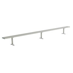 National Recreational Systems Aluminum Permanent Bench without Backrest, Square Tube and Angle Leg, In-ground Mount, 12 Feet, Item Number 2107353