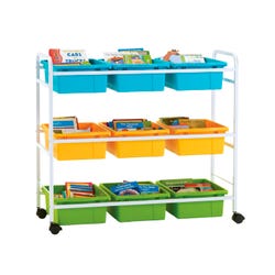 Copernicus Book Browser Cart with Vibrant Cool Tubs, 40-1/2 x 15-3/4 x 36-1/2 Inches, Item Number 2103011