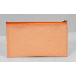 Image for School Smart Pencil Case Pouch, Vinyl and Mesh, Orange from School Specialty
