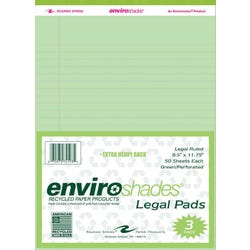 Image for Enviroshades Legal Pads, 8-1/2 x 11-3/4 Inches, Green, 50 Sheets, Pack of 3 from School Specialty