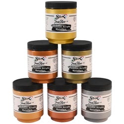Sax Premium Heavy-Bodied Tempera Paint, 8 Ounce Jars, Assorted Metallic Colors, Set of 6 Item Number 1592742