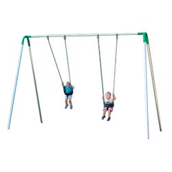 UltraPlay Bipod Single Bay Swing With Galvanized Frame, 2 Tot Seats, Blue Yoke Connectors, 102 x 96 x 96 inches 1478669