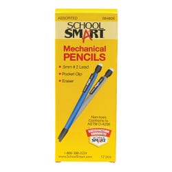 Image for School Smart Mechanical Pencils with Eraser, 0.5 mm Tip, No 2 Lead, Assorted Colors, Pack of 12 from School Specialty